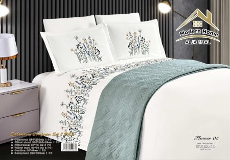 لحاف مجوزFLOWER قطن تطريز 8 قطع